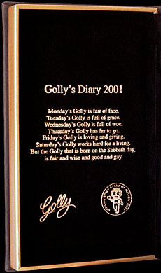 Inside Cover of Golly's Diary 2001