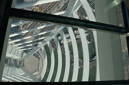 Looking through the glass floor of Spinnaker Tower